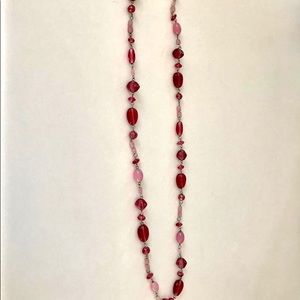 Pink & Red Long Stone Necklace